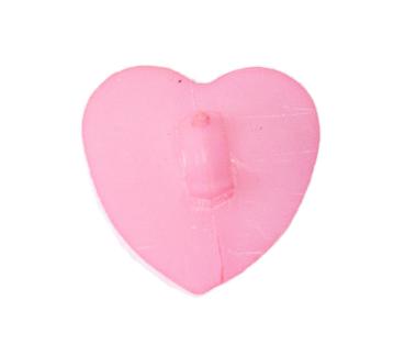 Kids button as heart out plastic in pink 14 mm 0,55 inch